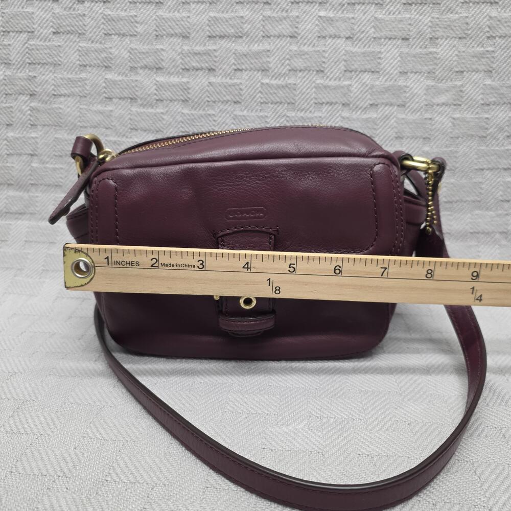Coach Campbell Leather Camera Crossbody Bag Womens Small Burgundy Leather - Picture 2 of 16